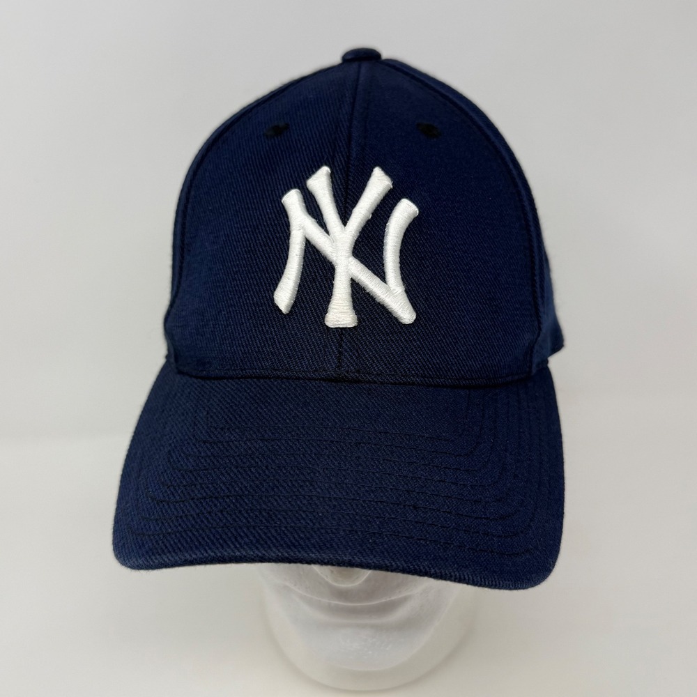 Logo Athletic New York Yankees Snapback Hat Navy Blue MLB Baseball Cap Vintage